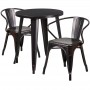 Flash Furniture CH-51080TH-2-18ARM-BQ-GG 24" Round Metal Table Set with Arm Chairs in Antique