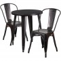 Flash Furniture CH-51080TH-2-18CAFE-BQ-GG 24" Round Metal Table Set with Cafe Chairs in Antique