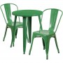 Flash Furniture CH-51080TH-2-18CAFE-GN-GG 24" Round Metal Table Set with Cafe Chairs in Green