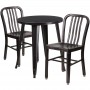 Flash Furniture CH-51080TH-2-18VRT-BQ-GG 24" Round Metal Table Set with Back Chairs in Antique