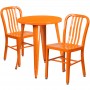 Flash Furniture CH-51080TH-2-18VRT-OR-GG 24" Round Metal Table Set with Back Chairs in Orange