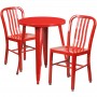 Flash Furniture CH-51080TH-2-18VRT-RED-GG 24" Round Metal Table Set with Back Chairs in Red