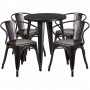 Flash Furniture CH-51080TH-4-18ARM-BQ-GG 24" Round Metal Table Set with Arm Chairs in Antique