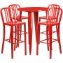 Flash Furniture CH-51090BH-4-30VRT-RED-GG 30" Round Metal Bar Table Set in Red