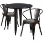 Flash Furniture CH-51090TH-2-18ARM-BQ-GG 30" Round Metal Table Set in Antique