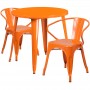 Flash Furniture CH-51090TH-2-18ARM-OR-GG 30" Round Metal Table Set in Orange