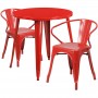 Flash Furniture CH-51090TH-2-18ARM-RED-GG 30" Round Metal Table Set in Red