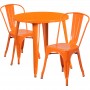 Flash Furniture CH-51090TH-2-18CAFE-OR-GG 30" Round Metal Table Set in Orange