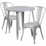 Flash Furniture CH-51090TH-2-18CAFE-SIL-GG 30" Round Metal Table Set in Silver