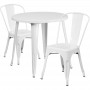 Flash Furniture CH-51090TH-2-18CAFE-WH-GG 30" Round Metal Table Set in White