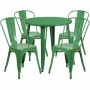 Flash Furniture CH-51090TH-4-18CAFE-GN-GG 30" Round Metal Table Set with Cafe Chairs in Green