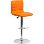 Flash Furniture Contemporary Orange Vinyl Adjustable Height Bar Stool with Chrome Base CH-92023-1-ORG-GG
