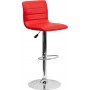 Flash Furniture Contemporary Red Vinyl Adjustable Height Bar Stool with Chrome Base CH-92023-1-RED-GG