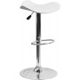 Flash Furniture Contemporary White Vinyl Adjustable Height Bar Stool with Chrome Base CH-TC3-1002-WH-GG