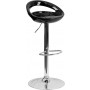 Flash Furniture Contemporary Black Plastic Adjustable Height Bar Stool with Chrome Base CH-TC3-1062-BK-GG
