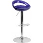 Flash Furniture Contemporary Blue Plastic Adjustable Height Bar Stool with Chrome Base CH-TC3-1062-BL-GG