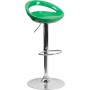 Flash Furniture Contemporary Green Plastic Adjustable Height Bar Stool with Chrome Base CH-TC3-1062-GN-GG