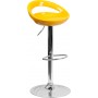 Flash Furniture Contemporary Yellow Plastic Adjustable Height Bar Stool with Chrome Base CH-TC3-1062-YEL-GG