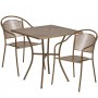 Flash Furniture CO-28SQ-03CHR2-GD-GG 28" Square Table Set with 2 Round Back Chairs in Gold (Default)