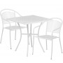 Flash Furniture CO-28SQ-03CHR2-WH-GG 28" Square Table Set with 2 Round Back Chairs in White (Default)