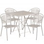 Flash Furniture CO-28SQF-03CHR4-SIL-GG 28" Square Steel Folding Patio Table Set with 4 Round Back Chairs in Gray (Default)