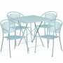 Flash Furniture CO-28SQF-03CHR4-SKY-GG 28" Square Steel Folding Patio Table Set with 4 Round Back Chairs in Blue (Default)