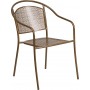 Flash Furniture CO-3-GD-GG Steel Patio Arm Chair in Gold