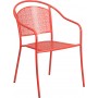 Flash Furniture CO-3-RED-GG Coral Steel Patio Arm Chair in Coral