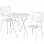 Flash Furniture CO-30RDF-02CHR2-WH-GG 30" Round Steel Folding Patio Table Set with 2 Square Back Chairs in White (Default)