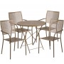 Flash Furniture CO-30RDF-02CHR4-GD-GG 30" Round Steel Folding Patio Table Set with 4 Square Back Chairs in Gold (Default)