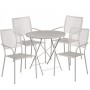 Flash Furniture CO-30RDF-02CHR4-SIL-GG 30" Round Steel Folding Patio Table Set with 4 Square Back Chairs in Gray (Default)