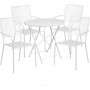 Flash Furniture CO-30RDF-02CHR4-WH-GG 30" Round Steel Folding Patio Table Set with 4 Square Back Chairs in White (Default)