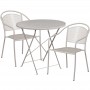 Flash Furniture CO-30RDF-03CHR2-SIL-GG 30" Round Steel Folding Patio Table Set with 2 Round Back Chairs in Gray