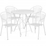 Flash Furniture CO-30RDF-03CHR4-WH-GG 30" Round Steel Folding Patio Table Set with 4 Round Back Chairs in White