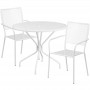 Flash Furniture CO-35RD-02CHR2-WH-GG 35.25" Round Table Set with 2 Square Back Chairs in White