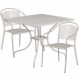 Flash Furniture CO-35SQ-03CHR2-SIL-GG 35.5" Square Table Set with 2 Round Back Chairs in Gray
