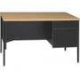 Teacher Desk, Single Pedestal Box File, Wood Top, Black Metal Legs