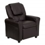 Flash Furniture Contemporary Brown Vinyl Kids Recliner with Cup Holder and Headrest DG-ULT-KID-BRN-GG