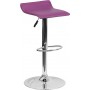 Flash Furniture Contemporary Purple Vinyl Adjustable Height Bar Stool with Chrome Base DS-801-CONT-PUR-GG