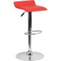 Flash Furniture Contemporary Red Vinyl Adjustable Height Bar Stool with Chrome Base DS-801-CONT-RED-GG