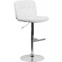 Flash Furniture Contemporary Tufted White Vinyl Adjustable Height Bar Stool with Chrome Base DS-829-WH-GG