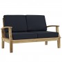 Modway EEI-1144-NAT-NAV-SET Marina Outdoor Patio Teak Loveseat Natural Navy