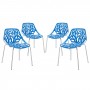 Modway EEI-1318-BLU Stencil Dining Side Chair Set of 4 in Blue