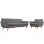 Modway EEI-1344-GRY Engage Armchair and Sofa Set of 2 in Gray