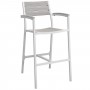 Modway EEI-1510-WHI-LGR Maine Outdoor Patio Bar Stool in White Light Gray