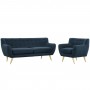 Modway EEI-1784-AZU-SET Remark 2 Piece Living Room Set in Azure