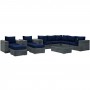 Modway EEI-1902-GRY-NAV-SET Summon 10 Piece Outdoor Patio Sunbrella Sectional Set in Canvas Navy