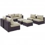 Modway EEI-2204-EXP-BEI-SET Convene 8 Piece Outdoor Patio Sectional Set In Espresso Beige