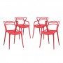 Modway EEI-2348-RED-SET Entangled Dining Set Set of 4 in Red