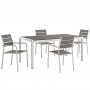 Modway EEI-2481-SLV-GRY-SET Shore 5 Piece Outdoor Patio Aluminum Dining Set in Silver Gray